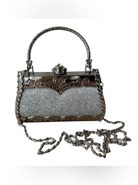Manhattan Silver Mini Purse by CROTON with Rhinestones